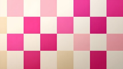 Seamless checkerboard pattern in vibrant pinks and cream, alternating hot pink, blush, and off-white for a dynamic, cheerful, and feminine background.