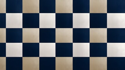 Seamless checkerboard pattern in deep navy and muted taupe with subtly textured squares, creating a high-contrast, classic, and elegant background.