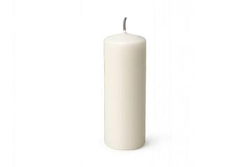 Yom Kippur - single white candle, pure white background. 