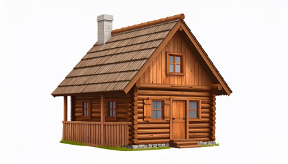Cartoon Log Cabin Isolated