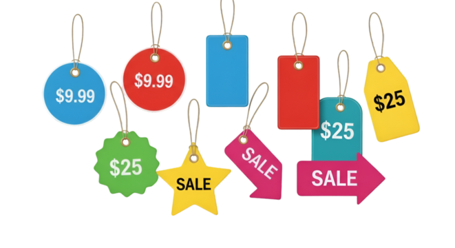 colorful sale tags