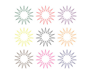 Star Shape Outline Collection Multicolor Element Creative Design Vector Illustration