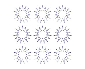 Star Shape Outline Collection Blue Color Elements Creative Design Vector Illustration