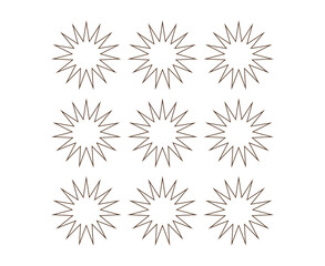 Star Shape Outline Collection Brown Color Elements Creative Design Vector Illustration