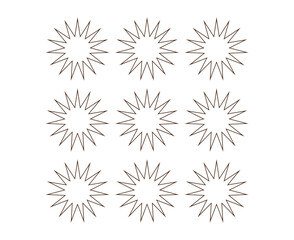 Star Shape Outline Collection Brown Color Elements Creative Design Vector Illustration