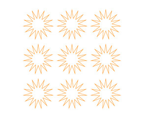 Star Shape Outline Collection Orange Color Elements Creative Design Vector Illustration