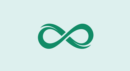 Green Infinity Symbol with Flowing Design on Light Green Background.