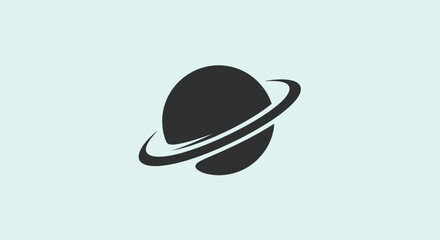 Stylized Planet Icon with Ring Simple Space Exploration Symbol.
