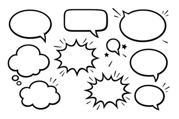 Speech bubbles collection in different shapes and sizes for design  