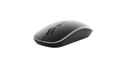 Wireless Mouse Action, Computing Device, Studio, Transparent Background, Side Perspective, Minimalist Concept