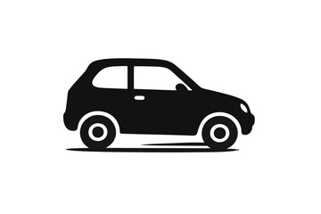 Fototapeta premium Modern Car Silhouette: Clean black silhouette of a contemporary vehicle, perfect for various applications. Conveying efficiency, simplicity, and a touch of modern design.
