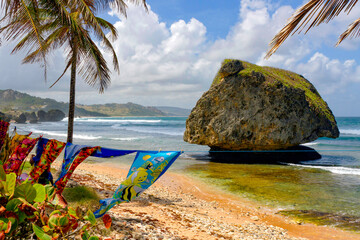 The coral-limestone Mushroom Rock at Bathsheba Beach, Saint Joseph Parish, Barbados
