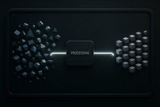 A conceptual data pipeline processing unstructured data into organized blocks.