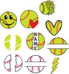 Softball Name Cricut SVG File, Softball Team SVG, Softball Vector, Softball Cut File, Softball Template, Softball Mom SVG