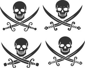 Pirate Flag Ship SVG PNG DXF Layered by Color cut file vector graphic design clip art skeleton crossbones punk goth swords