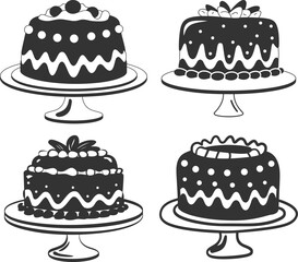 Birthday Cake Silhouette: Dessert Clipart SVG