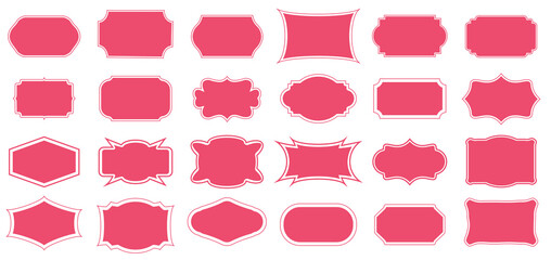 Color frame label set vintage blank ornate badge shapes