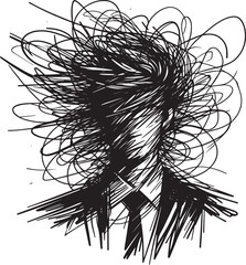 Obraz premium Abstract concept of complexity, identity and business sketch portrait