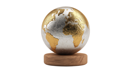 A detailed 3D globe of Earth rotates gracefully on a white background and transparent png, symbolizing geography, unity, and exploration.