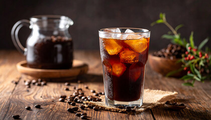 Iced Coffee with Ice Cubes