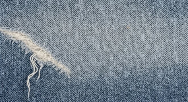 Distressed Denim Texture: Ripped Jeans with Frayed Threads and Subtle Color Gradient