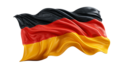 flag of germany waving , isolated on white transparent background , png 