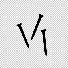 Multiple metal wire nails or fasteners flat vector icon isolated on transparent background