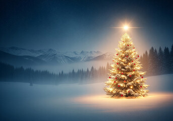 christmas tree in the snow