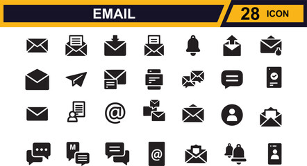 Modern and professional email communication icon and graphics with vibrant color options