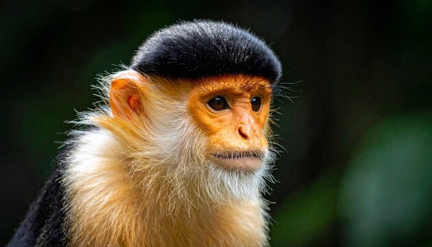 Vibrant Red-shanked Douc Monkey Close-up: A Glimpse of a Rare and Colorful Rainforest Primate