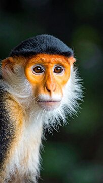 Striking Portrait of a Red-shanked Douc Langur with Vibrant Colors and Expressive Eyes