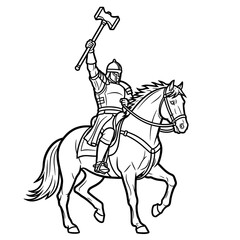 Armored Knight on Horseback Wielding a Large War Hammer.