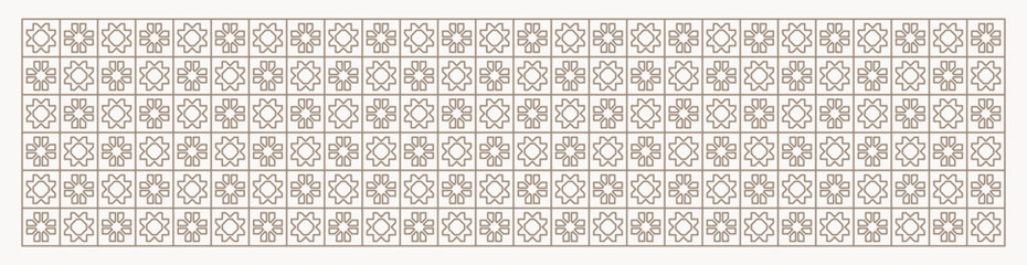 Geometric flower shapes line pattern background in earthy shades for wall décor, textiles, interior design and more.