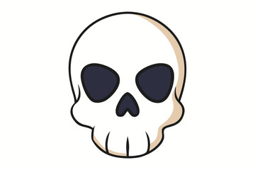 Skull Vector Icon – Horror Halloween Symbol, Human Head Bone Illustration, Gothic Death Design