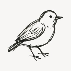 Obraz premium Minimalist sketch of small bird.