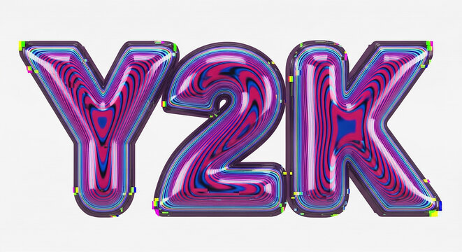 Y2k glitch text retro digital typography effect