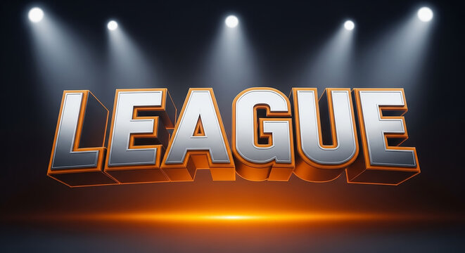 League 3d text title with spotlight effect