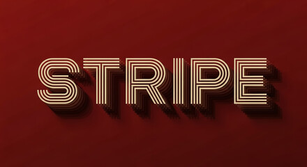 Stripe word retro typography design creating shadow effect
