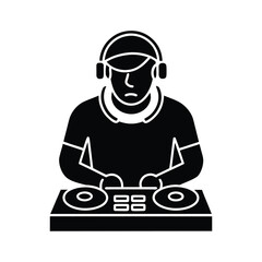DJ Mixing Music Minimal Line Art
