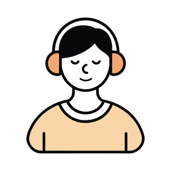 Person Listening to Music Line Art