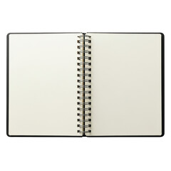 Open spiral bound notebook with blank cream colored pages ready for writing and drawing notes ideas and sketches