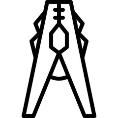 A black outline icon of a clothes peg on a transparent background representing laundry and cleaning...