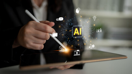 A concept of a global AI platform providing integrated business solutions. This central intelligence powers worldwide operations, from data analysis and automation to innovation. Fermion