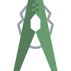 A Green Clothes Pin With Two Gray Clips And A White Hexagon Hole On A Transparent Background