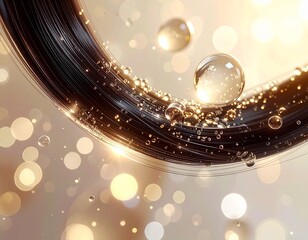 ヘアオイルが髪に浸透して艶めくトリートメントアート ジェネレーティブAI