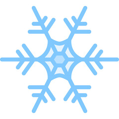 A stylized light blue snowflake icon with a transparent background representing winter and cold weather conditions