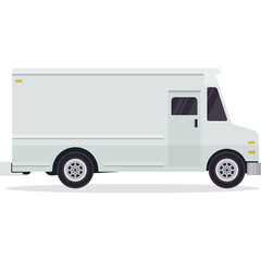 A White Delivery Van With A Transparent Background In A Pixel Art Style