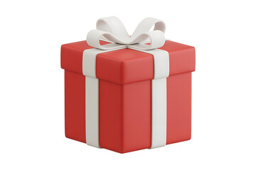 A vibrant red gift box adorned with a white ribbon and bow, conveying celebration and surprise.