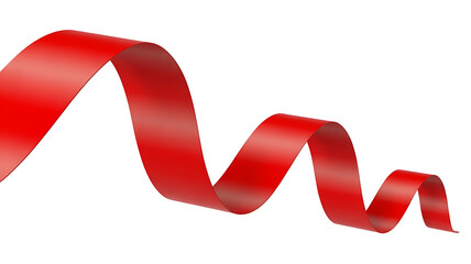 Vibrant red ribbon gracefully curves, symbolizing awareness, support, and a call to action.