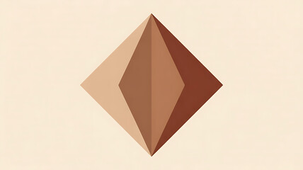 Geometric diamond shape, warm brown tones, angular facets, abstract design, modern, minimalist aesthetic.